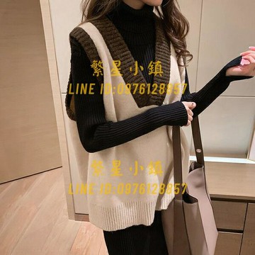 針織馬甲背心女秋冬外搭學院風寬鬆無袖外穿毛衣百搭坎肩【繁星小鎮】