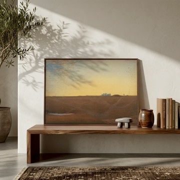 藝術掛畫｜威廉·透納|  Stonehenge - Twilight - 大尺寸-原木色鋁框