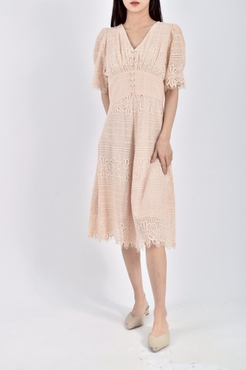 加購優惠(S) w april質感蕾絲短袖橘色洋裝