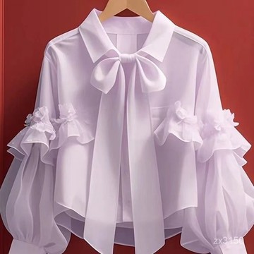 🐻‍早秋新款上衣女2026古著vintage法式獨特漂亮綠色蝴蝶結長袖襯衫