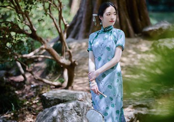 【藍調玫瑰】 新中式復古/古法雙襟旗袍