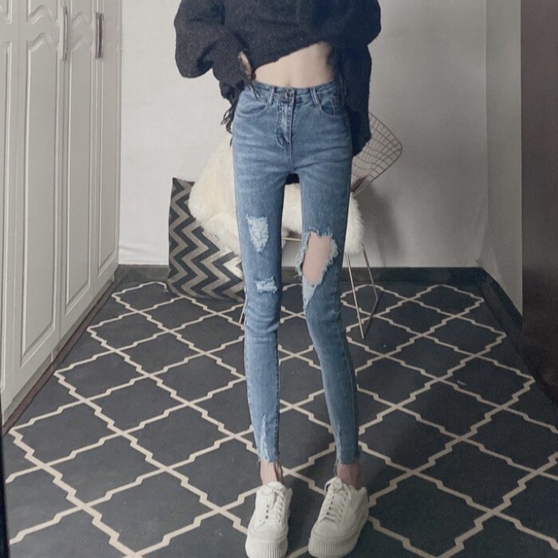 春新作の ハイウエストダメージジーンズスキニー Ownatlantic Com