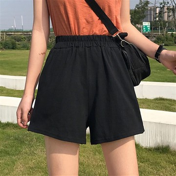 運動休閑短褲女夏新款寬松高腰顯瘦黑色闊腿外穿百搭五風褲潮