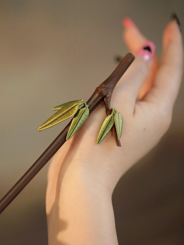 髮簪 木質髮簪 古風髮簪 竹子髮簪新中式竹葉纏花簪子女古風高級感簡約現代旗袍頭飾搭配『ZW6443』