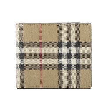 BURBERRY 經典格紋帆布對開零錢袋短夾(米色)