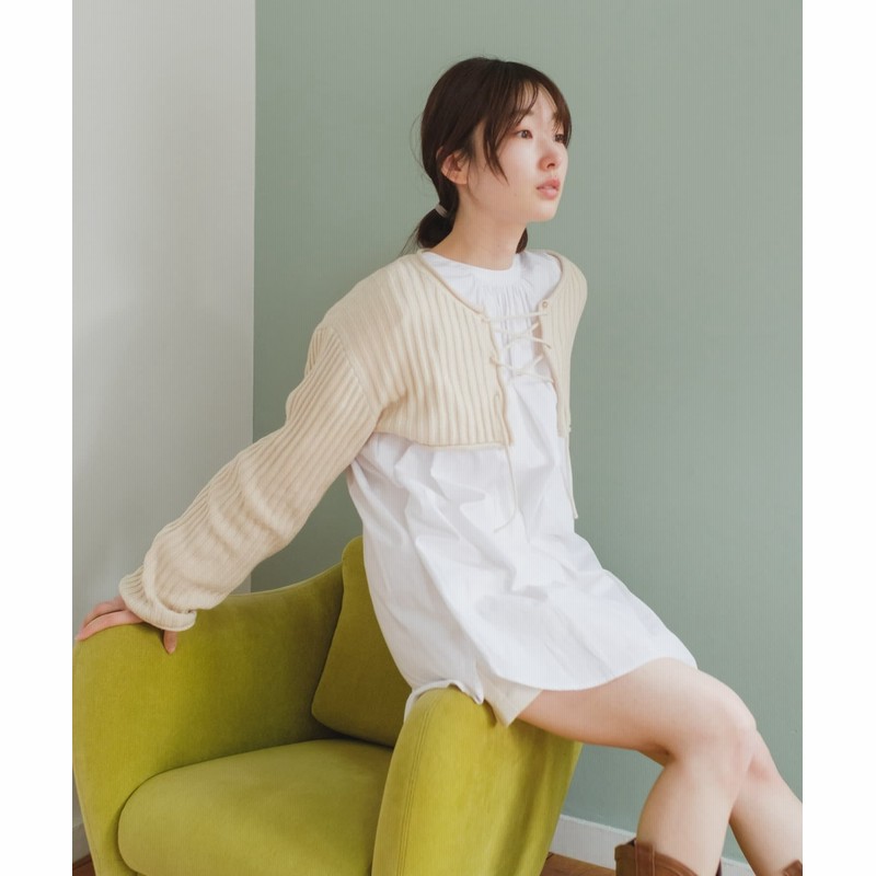 2023SSアイテム】クロップドニット×ギャザーブラウスSET 通販 LINEポイント最大1.0%GET LINEショッピング カスタネ クロップドニット×ギャザーブラウスSET