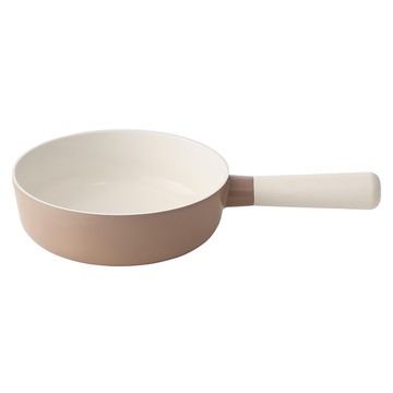 MODORI 棉花糖系列 18cm 鋁製陶瓷塗層圓底炒鍋 摩卡棕  1個