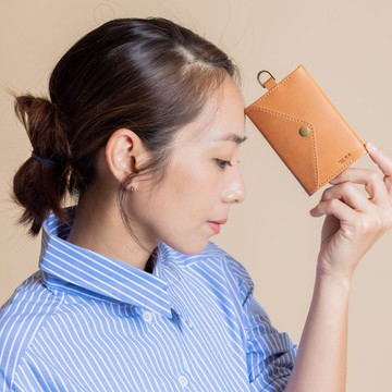MUMU真皮證件零錢包-焦糖色 【客製化刻字】