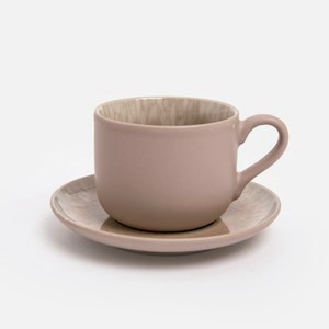 查莉陶瓷杯碟組150mL 渲紋淺棕