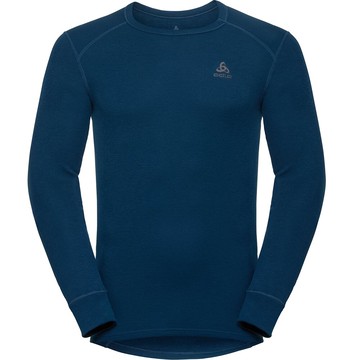 ├登山樂┤瑞士ODLO 男 銀離子保暖型圓領長袖上衣 海神藍 # 152022-20458
