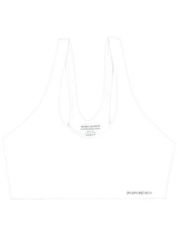 Sporty & Rich - logo-print sports bra - women - Nylon/Spandex/Elastane - XL - White