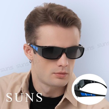 【SUNS】MIT偏光墨鏡 經典藍框 Polarized眼鏡族首選 抗UV/可套鏡/防眩光