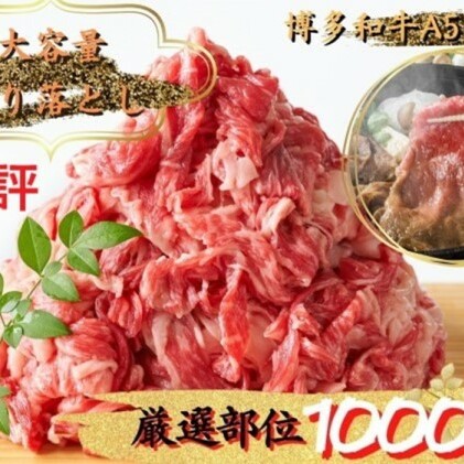 定期便 6ヶ月 牛肉 A4～A5 切り落とし 合計1000g 博多和牛（500g×2p）肩ロース 赤身 バラ カルビ 小分け 大好評につき継続！6回 配送不可：離島