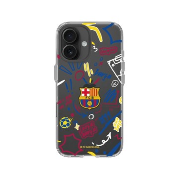 iPhone 16 Clear Case（相機按鈕） 透明 - FC Barcelona - Graffiti