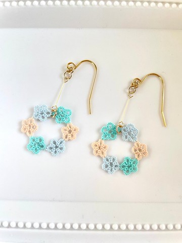 Tatting花邊花環耳環 大地色