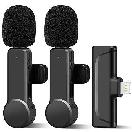 BZXZB 2Pcs Wireless Microphone for iPhone iPad, Plug-Play Wireless Lavalier Microphone for Video Recording, TikTok, YouTube, Vloggers, Auto-Sync Noise