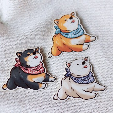 柴柴吐舌頭 柴犬 貼紙 可愛 週邊 插畫