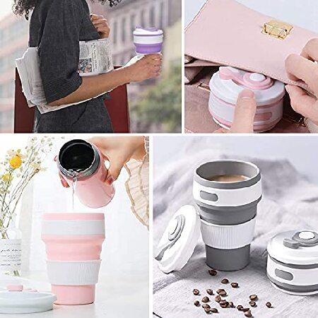 2Pcs Silicone Collapsible Travel Cup Camping Cups Collapsible Cups Drinking Cups with Lids for Adults Foldable Silicone Cup Collapsible C 並行輸入品