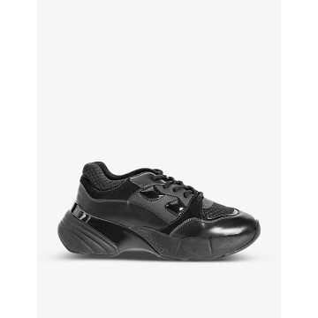 faux leather chunky trainers