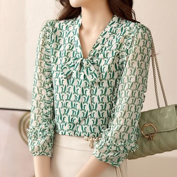 【LANNI 藍尼】現+預 OL蝴蝶結領七分上衣(雪紡/優雅/透氣)