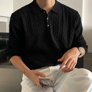 正韓奢華絞花厚實翻領長袖針織上衣 10色 YUPPIE 預購商品 1104