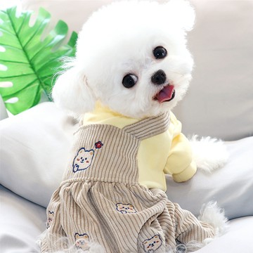 【汪喵森活－優惠出清💲】 手繪小熊 吊帶褲 寵物衣服 秋冬服飾 狗衣服 比熊 博美 貴賓 貓咪 小型犬 吉娃娃 博美