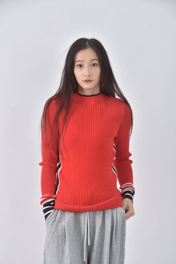 (S) nautica棉質條紋紅色長袖上衣