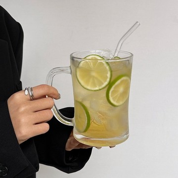 🔥優選好物🔥小衆ins風大容量玻璃水杯 水果茶杯 冰美式咖啡杯 夏季冷飲杯果汁杯 水杯 玻璃杯 辦公室喝水杯