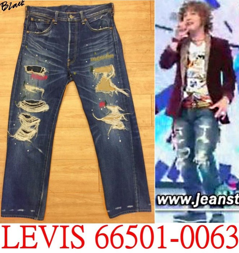 BLACK木村拓哉著極新LEVI'S LVC 66501-0063紅線破壞水洗501XX復刻丹寧