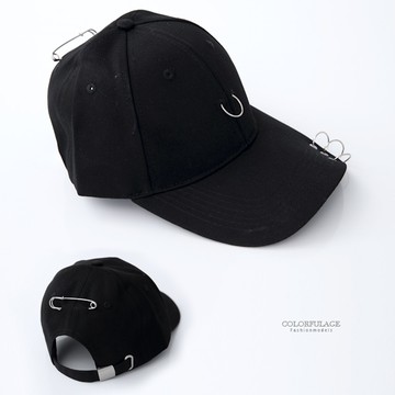 棒球帽 金屬圓環設計中性俐落 酷炫時尚/潮帽 後方別針裝飾 遮陽防曬【NH265】