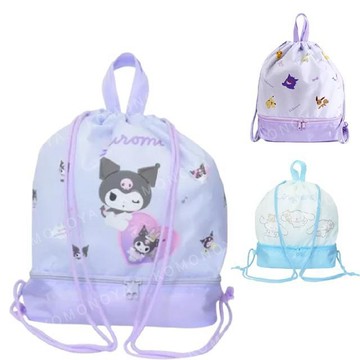 小禮堂 Sanrio 三麗鷗 尼龍雙層束口後背包 酷洛米 大耳狗 寶可夢
