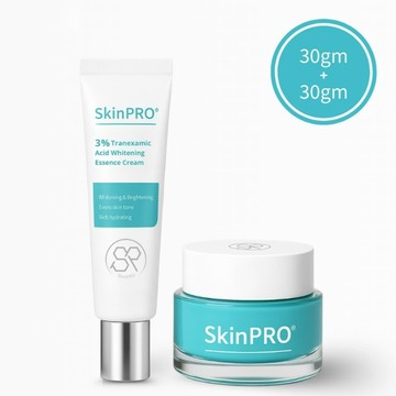 杏輝醫藥 SKINPRO 肌法則 日夜雙霜彈力二入組(傳明酸淨白霜30g*1+肌胜肽彈力精華乳30g*1)
