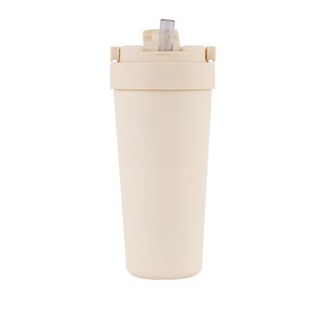 【HOUSUXI】316保溫舒吸杯 奶油白 720ml 附彈跳吸管