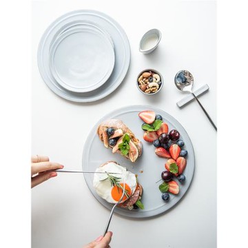 日本進口Rimout優雅淺灰陶瓷餐盤早餐盤西餐平盤甜品盤馬克杯飯碗