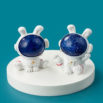 星空兔宇航員小擺件 可愛卡通辦公室桌面治愈系裝飾 生日畢業禮物