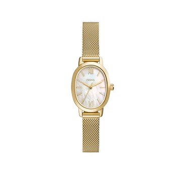 【FOSSIL】限時9折↘Penny 雅爵經典珍珠母貝女錶 金色不鏽鋼米蘭錶帶 23 MM BQW5017