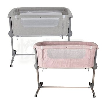 英國 unilove Hugme Plus全視野透氣可攜床邊床 - 丹寧灰/浪漫粉【悅兒園婦幼生活館】