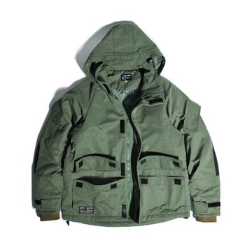 山系工裝美式M65沖鋒棉衣服日系機能多口袋寬松休閑保暖連帽外套