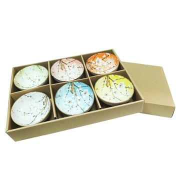 【一品川流】日式釉下彩碗-12cm-6入組-梅花款