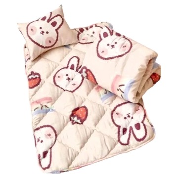 愛北鼻 絲柔棉薄睡墊3件組 台灣製  草莓兔兔  單人加大