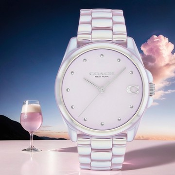COACH Greyson 珍珠粉紅陶瓷女錶 1212購物節 送禮推薦-36mm CO14504391