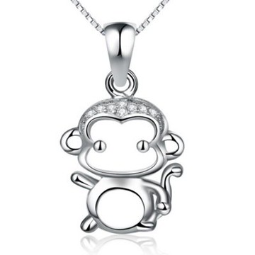 現貨+預購 925純銀項鍊鑲鑽吊墜-精緻可愛小猴子七夕情人節生日禮物女配件銀飾73am119【獨家進口】【米蘭精品】