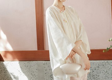 【罩衫】新中式復古中國風 禪意圓領寬鬆茶服