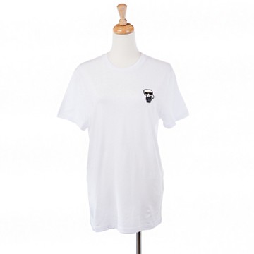 KARL LAGERFELD 新款立體軟膠卡爾Q版圖案男款短T (白色)
