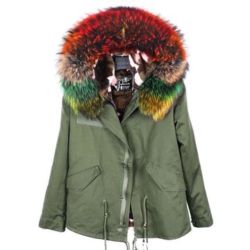 2023秋季新款貉子毛短款派克服女收腰顯瘦可拆卸內膽冬季保暖大衣