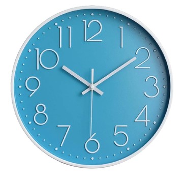 靜音掛鐘  29cm  玻璃鐘面  淺藍底  1個
