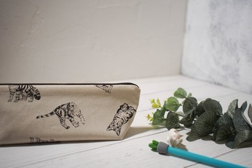 日常系列筆袋/鉛筆盒/限量手工包/虎斑小貓/絕版品