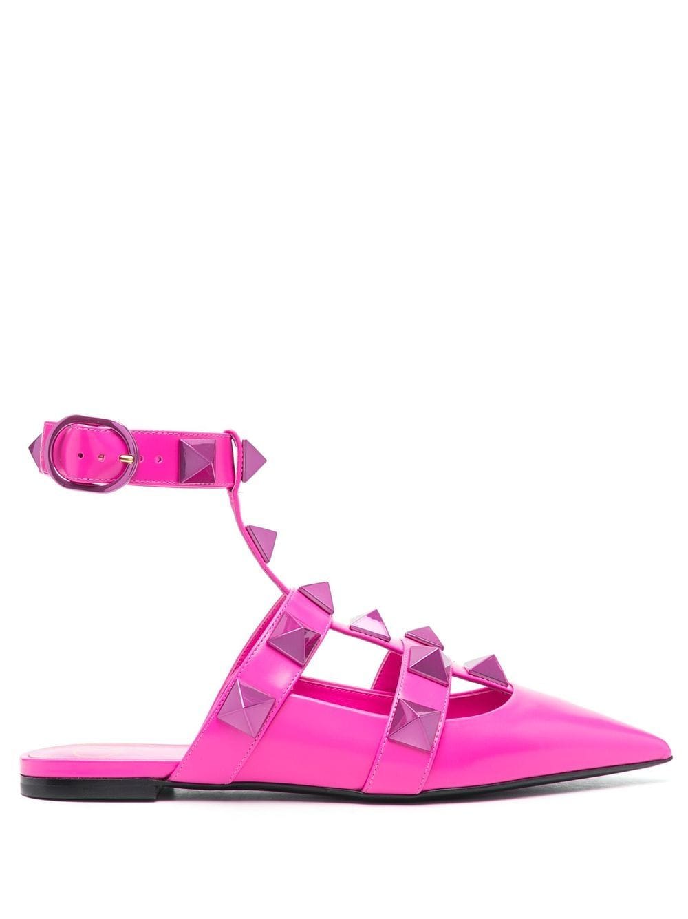Valentino Garavani - Roman Stud ballerina shoes - women - Calf LeatherCalf LeatherCalf Leather - 35 - Pink