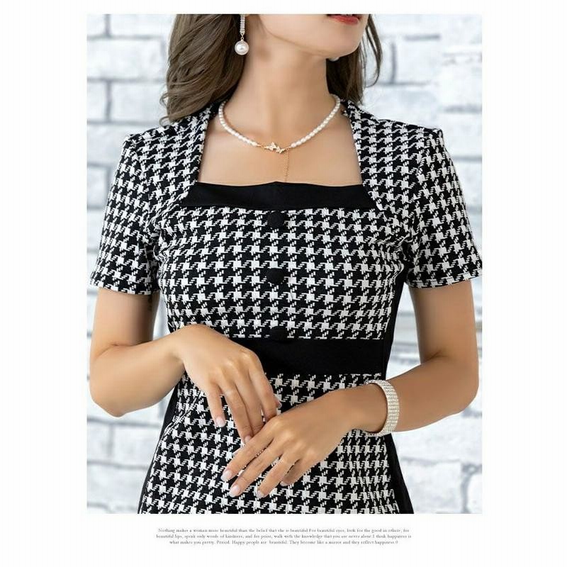 MyDress マイドレス Mio ミオ 千鳥格子柄 ラインデザインワンピース  