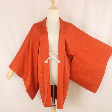 日本製復古朱紅羽織 | 雲紋 | 和服開襟外套